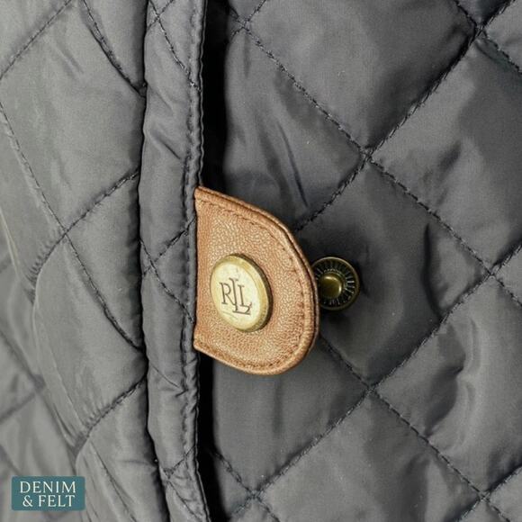 NEW Lauren Ralph Lauren Quilted Hooded Coat Faux Suede Trim Insulated Luxe Large - Picture 14 of 16